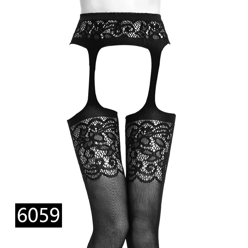 Seductive Black Fishnet Thigh Highs with Garter Belt - Elegant Elastic Stockings for Women