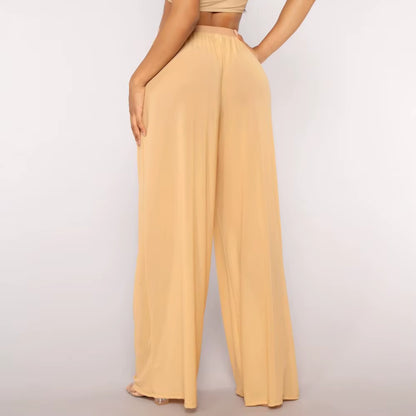 Chic Boho Sheer Wide Leg High Waist Beach Trousers for Effortless Style