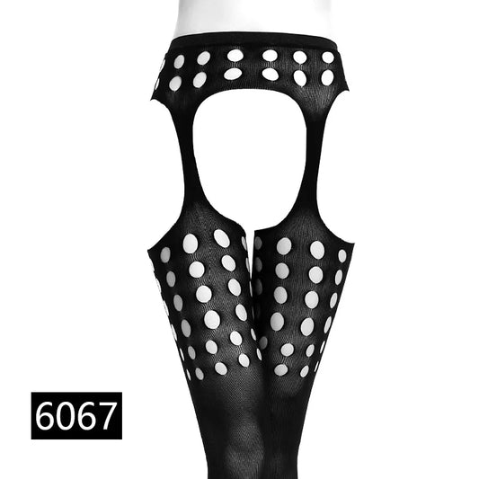 Seductive Black Fishnet Thigh Highs with Garter Belt - Elegant Elastic Stockings for Women