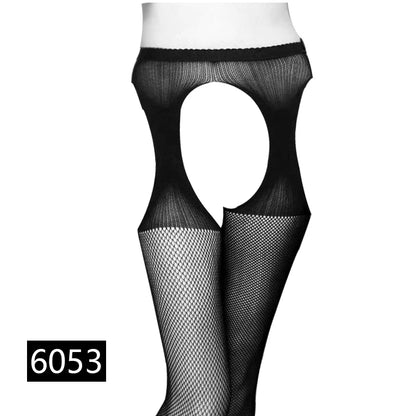 Seductive Black Fishnet Thigh Highs with Garter Belt - Elegant Elastic Stockings for Women