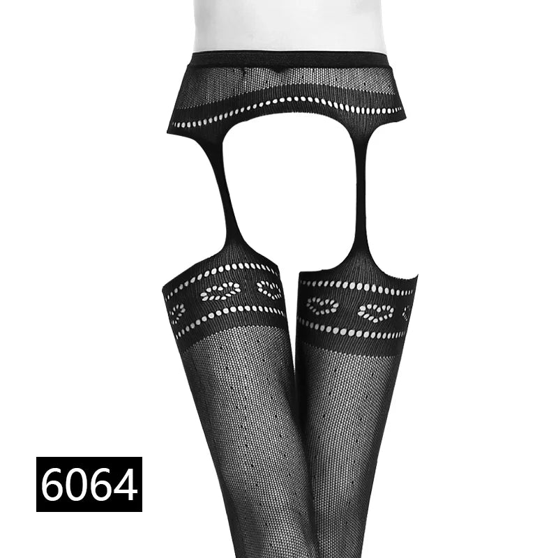 Seductive Black Fishnet Thigh Highs with Garter Belt - Elegant Elastic Stockings for Women