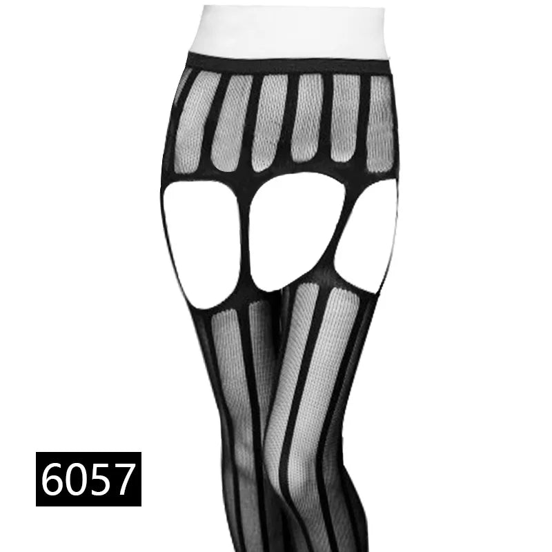 Seductive Black Fishnet Thigh Highs with Garter Belt - Elegant Elastic Stockings for Women